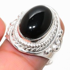 Black Onyx Gemstone 925 Sterling Silver Jewelry All Size Ring For Gift