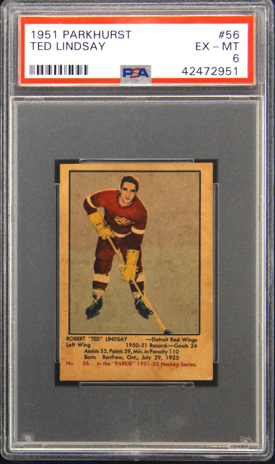 1951 PARKHURST #56 TED LINDSAY PSA 6
