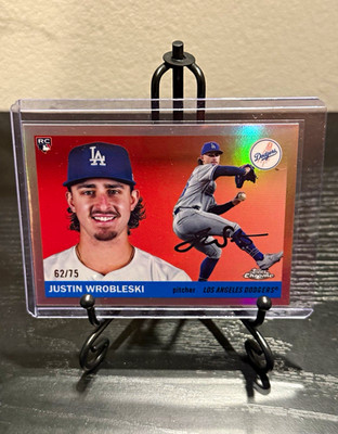 2025 Topps Chrome Platinum Justin Wrobleski RC/75 Rose Gold Refractor LA Dodgers