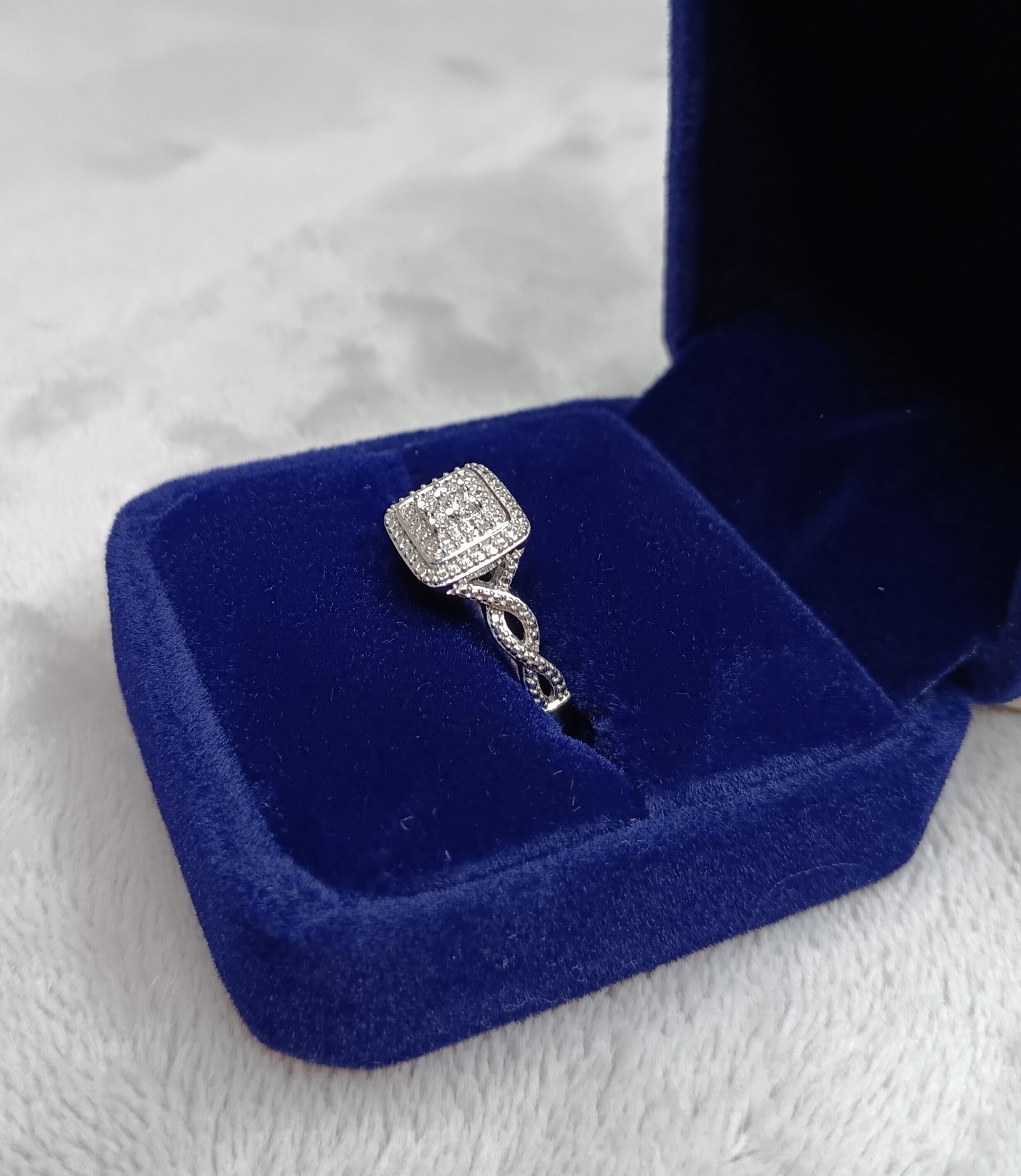 Sterling Silver 925 Square Multi "Stone" Ring - image 3