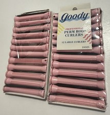 Set Of 2 Vtg Goody Perm Rod Curlers Elastic Clasp Pink Soft Curl Rollers 12 Pks