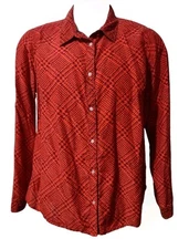 jcp Silk Blend Blouse Women's Size 2X Multicolor Print Long Sleeve Collared 