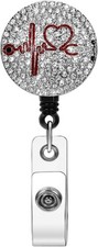 Retractable Badge Reel, 24'' Swivel Alligator Clip Bling Rhinestone ID Badge