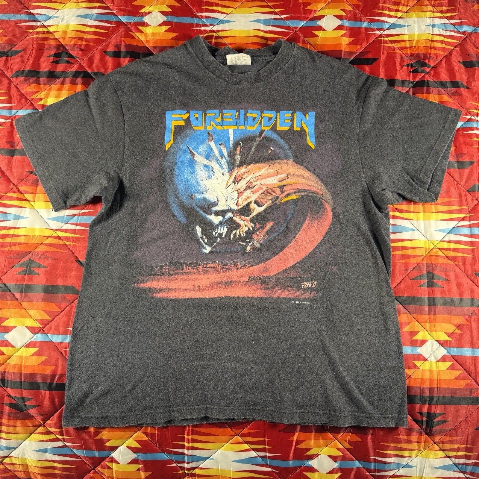 Testament Forbidden Twisted T Shirt Thrash Metal 1980s vintage concert t-shirt, vintage, size L, single stitch, B+ condition