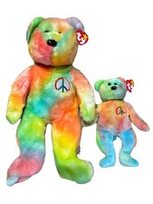 PEACE BUDDY  Baby Ty Beanie Babies NMWNMT Tie Due Lot Of 2 FAST FREE SHIPPING 