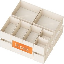 Drawer Organizer Clothes, 14 Pack Dresser Organizer for Baby Clothes, Beige