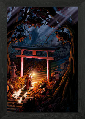 Inari Okami gerahmtes Wandbild Poster Leinwanddruck Bild