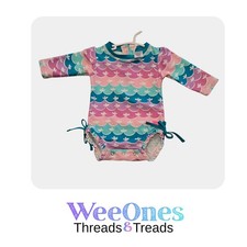 NWoT Ruffle Butts Long Sleeve Rashi Guard One Piece Bathing Suit Size 3-6 Mo