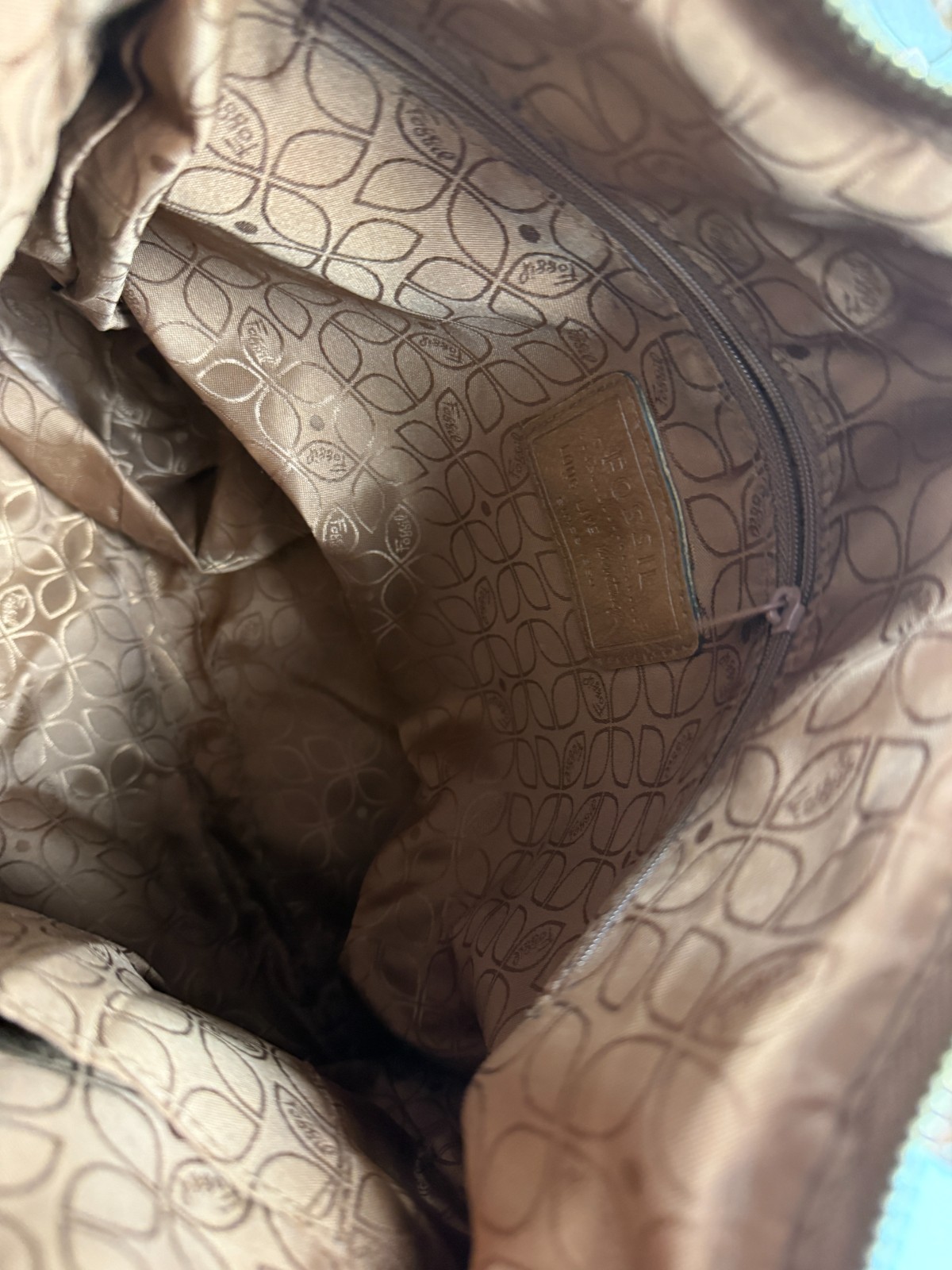 Fossil Patchwork Shoulder Bag Boho Leather Canvas… - image 6