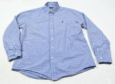 Ralph Lauren Shirt Mens XL Blue Purple Plaid Long Sleeve Button-Down Cotton