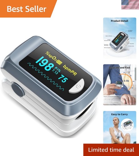 Fingertip Pulse Oximeter Blood Oxygen Saturation Monitor Pulse Ox,…