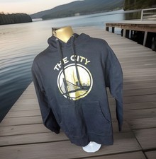 Golden State Warriors The City Hoodie Men  s L Black Gold Cotton Heritage NBA