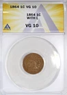 1864-L Indian Head Cent ANACS Very Good-10 Semi-Key Date | Free Shipping
