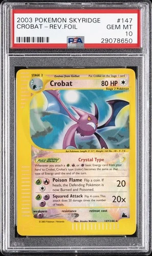 2003 POKEMON SKYRIDGE #147 CROBAT-REVERSE FOIL PSA 10