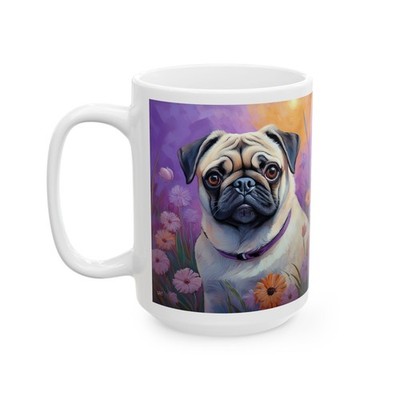 Pug - White Ceramic Mug - A Snuggle Buddy for Your Sips