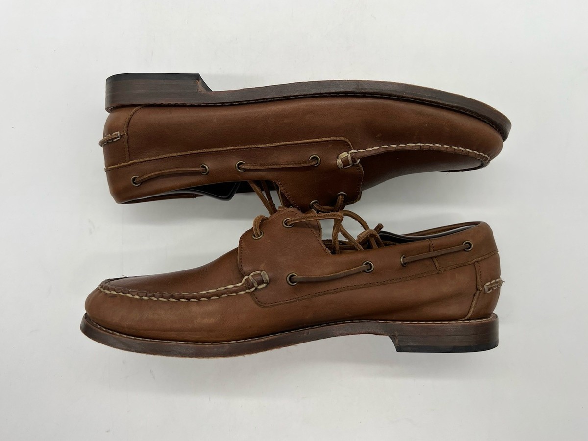 Thursday Boot Co. Handsewn Loafer Men 12.5 Hickory Leather Boat Moccasin Slip on THURSDAY BOOT CO 11.5 Handsewn Leather Runner Boat Shoes  main image 2