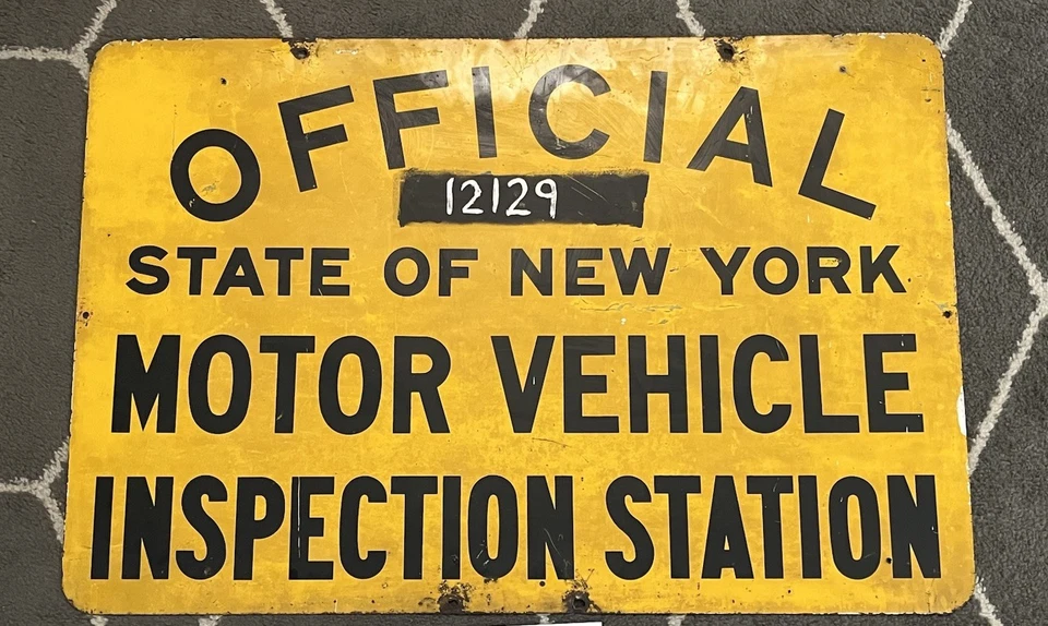 Letrero de inspección de motores del estado real de Nueva York garaje de gasoil de doble cara "36x24" Foto 2 de 4