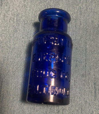  Cobalt Blue Bromo-Seltzer Medicine Bottle Embossed Glass Vintage Antique
