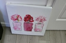 Set of 2 Pink Flower Canvas Prints Modern Floral Wall Art for Living Room