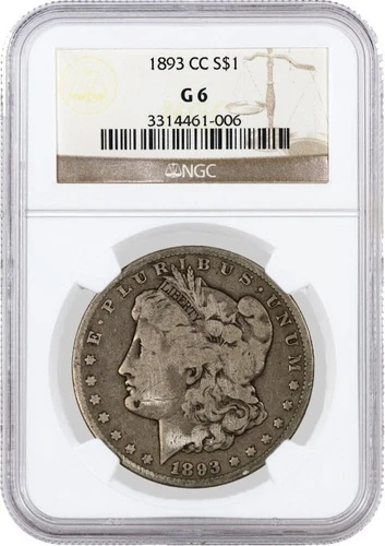 1893 CC Carson City $1 Morgan Silver Dollar NGC G6 Circulated Key Date Coin