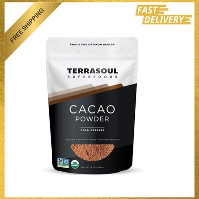 Organic Cacao Powder 16 Oz Rich Chocolate Flavor for Baking Smoothies Hot Cocoa