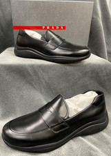 Prada Black Leather Thick Sole Penny Loafers NIB Prada Size 8.5 US Size 9.5