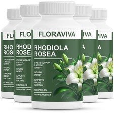 5-Pack Rhodiola Rosea Capsules - Floraviva for Energy, Focus, Mood