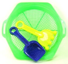 SAND TOYS SIFTER SHOVEL RAKE Set Of 3 Beach Sandbox Summer Fun Outdoors Sieve I