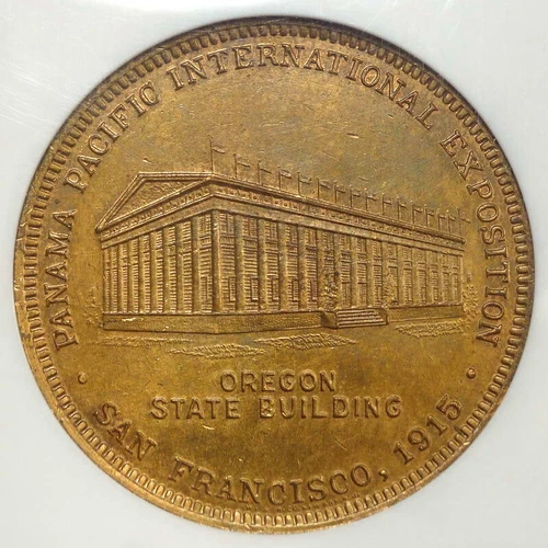 HK-411 Oregon State Fund Dollar, 1915 Panama-Pacific Expo, NGC MS-65, PEDIGREE