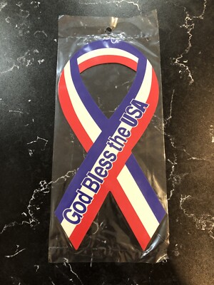 NEW GOD BLESS THE USA RIBBON MAGNET 8'' x 4'' CAR TRUCK FRIDGE LOCKER - FREE SHIP