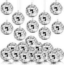 20 Pcs Hanging Mirror Disco Ball Ornaments Assorted Silver Mini Glass Disco Ball