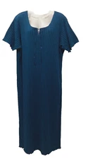 Vintage SOSTANZA Knit Pullover Long Dress Short Sleeve Y2K Navy Lettuce Hem 22W