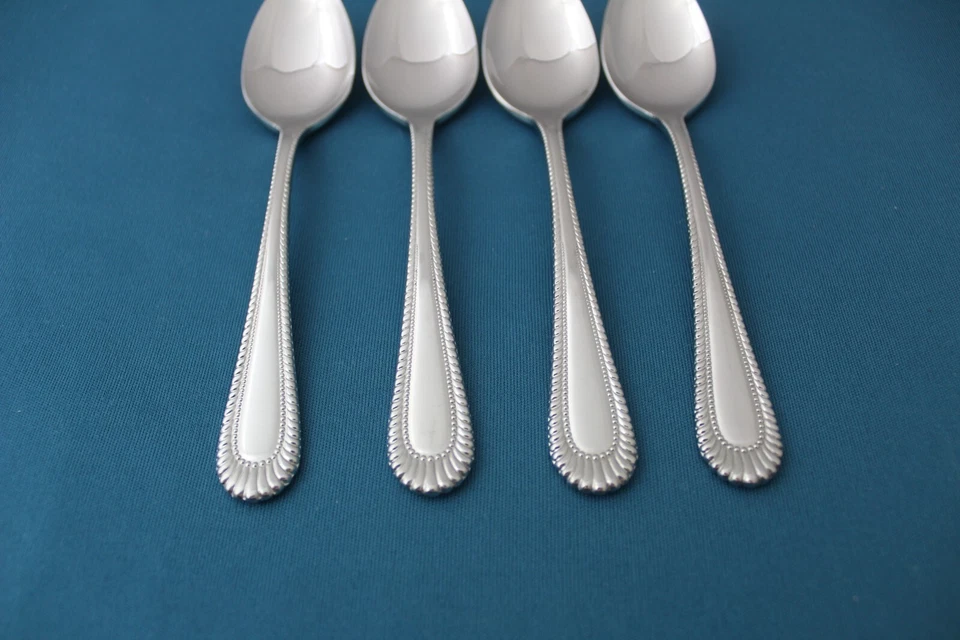 4 colheres de chá Wallace WICKHAM meia conta brilhante 18/8 aço inoxidável Japão 6 1/8" - Imagem 2 de 4