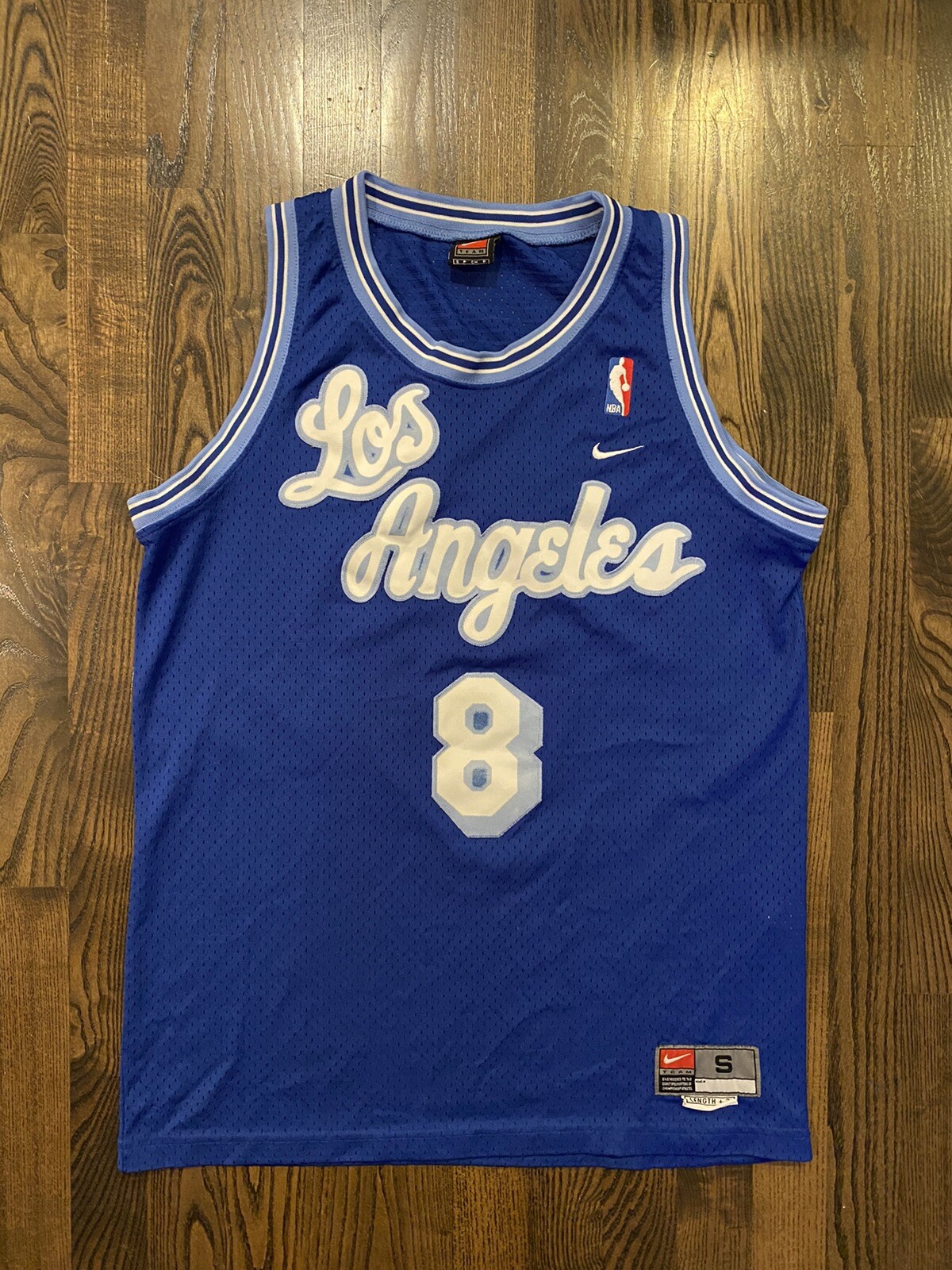 Nike KOBE BRYANT #8 Los Angeles LA Lakers Blue HWC Script Jersey Small 36 S