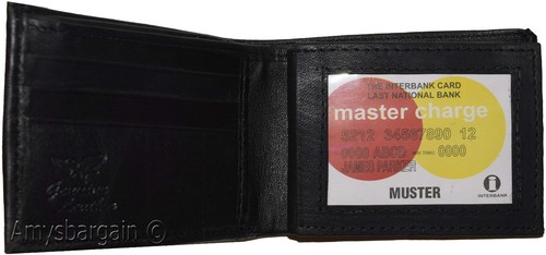 Men's Bifold Black Wallet Genuine Leather 6 Credit card Coin purse 2 Bill spaces - Picture 12 of 12