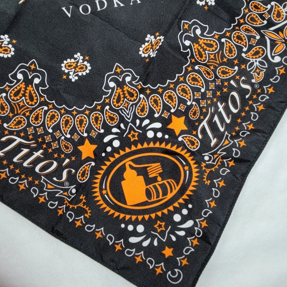 Nuevo Titos Vodka Bandana Negro Naranja Bufanda Pañuelo Hombre Chico Accesorio Regalo Foto 2 de 4