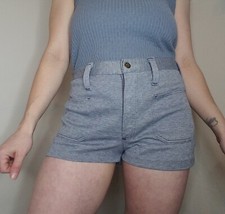 Women's Knit Short Shorts Stretchy Vintage 60s Snap Button Beachy Pockets