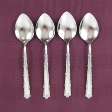 Oneida Deluxe Cherie set of 4 oval soup spoons stainless flatware silverware