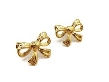 Women gold Bow earrings stainless steel Chic stud earrings womens jewellery