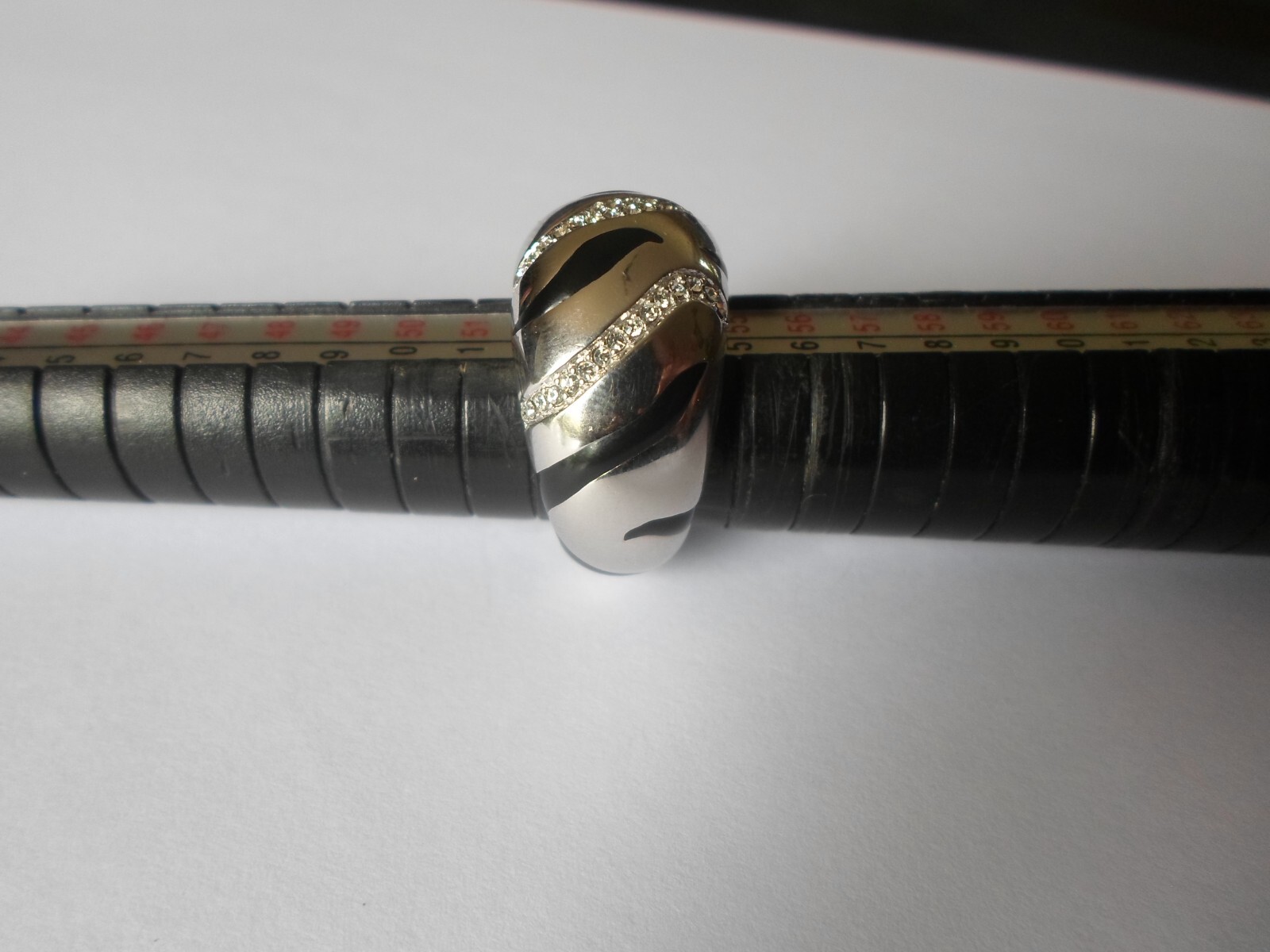 solid silver ring, dome, black and zirconium edge… - image 6