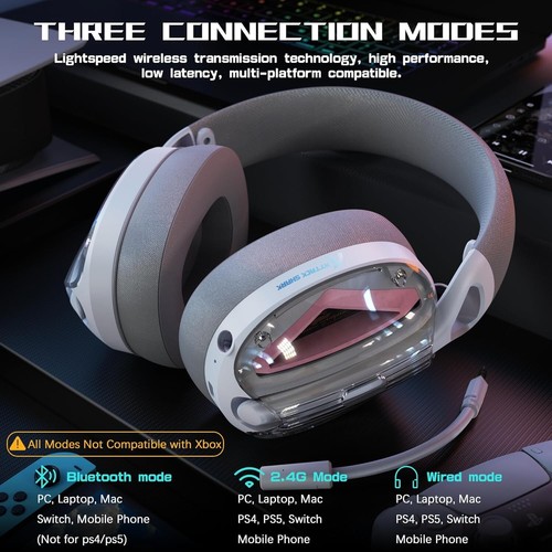 ATTACK SHARK L60 Ultra-Light Gaming Headset for PC 2.4G/Bluetooth/3.5mm - Picture 8 of 14