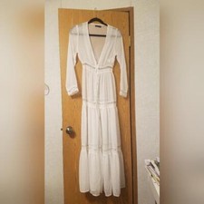 Boohoo Elegant White Lace Maxi Dress Size Medium
