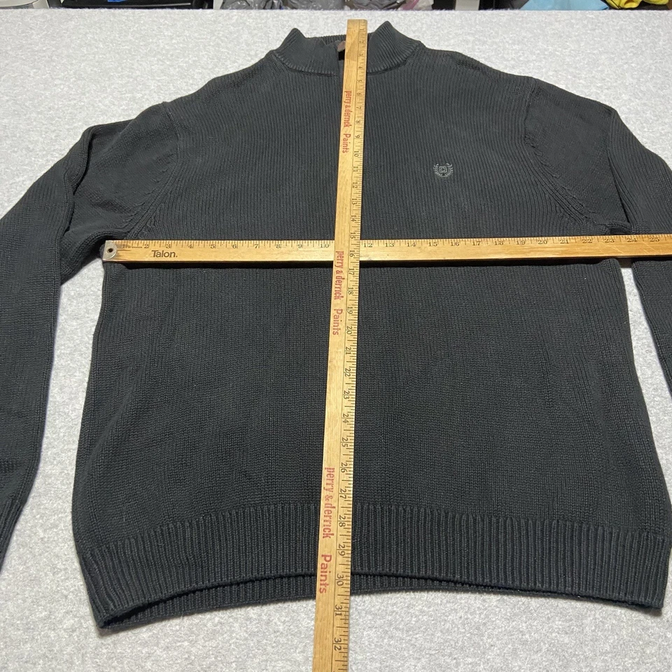 Chaps Sweater Mens 2XL 1/4 Zip Black Pullover Long Sleeve Knit Cotton XXL - Image 3 of 4