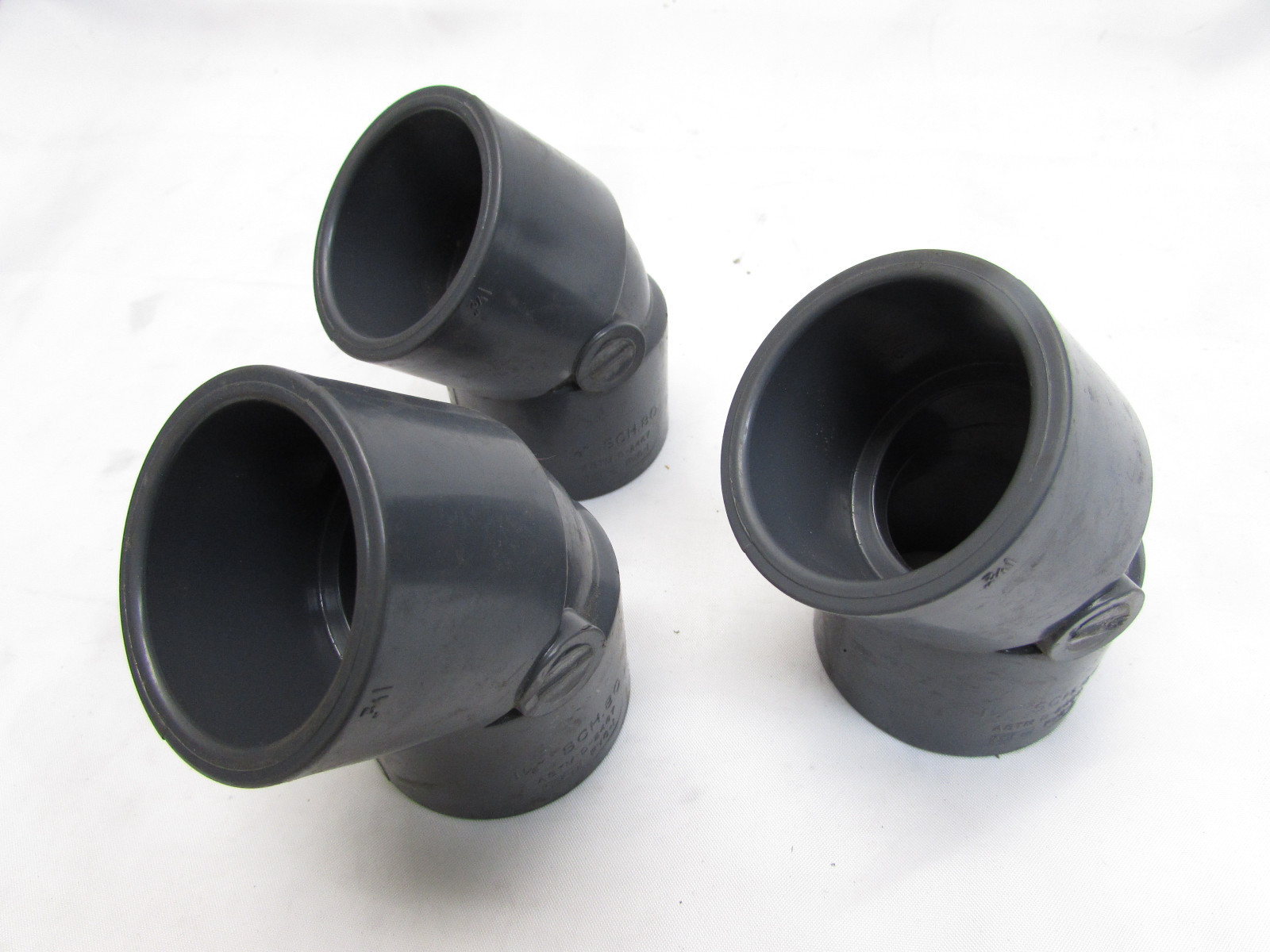 IPEX SCH.80 PVC FITTING 45° 1½" ASTM D2467 PVCI (LOT OF 3) ***NNB