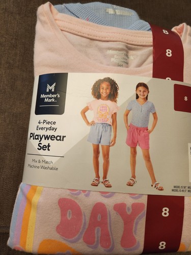 New with Tag Girls 4-Piece Set Top & Shorts Set, Size 8 - Picture 2 of 5