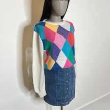 Vintage ESPRIT Sweater Rainbow Geo Harlequin 90s Colorful Sweater
