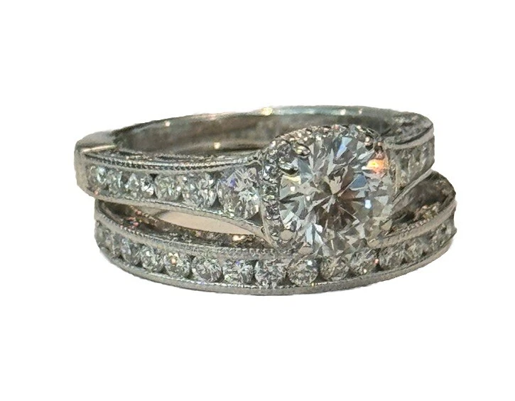 老式 18K 2.11 CT 反向 CRESCENT TACORI 婚礼戒指套装 S 4.5/5 — 第 2/4 张图片