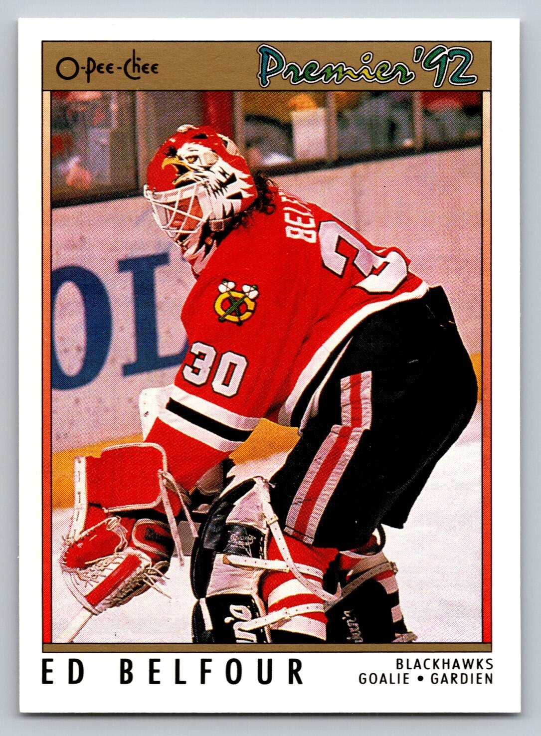1991-92 O-Pee-Chee Premier Ed Belfour Chicago Blackhawks #19