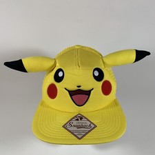 Pokemon Pikachu Snapback Trucker Hat Cap, Yellow with Ears, Nintendo 2018