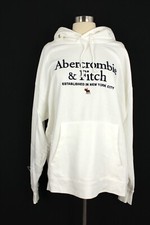 NWT Abercrombie Fitch Men's Graphic Hoodie Size XL Cream